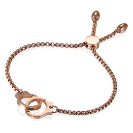 JewelryWe Jewellery Women's Bracelet with Politert Cat/Tree of Life/Handcuff/Angel Wings, Stainless Steel Charm Bracelet, Adjustable Bracelet, Rose Gold/Gold/Silver, Stainless Steel, without stone