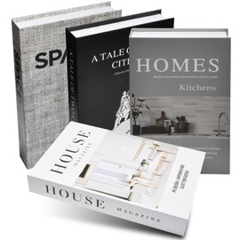 4PCS Decorative Books -Faux Books for Home Décor, Fake Books Enhance Your Mantle, Bookshelf or Coffee Table Decor Hardcover Book Stacks for Display (M)