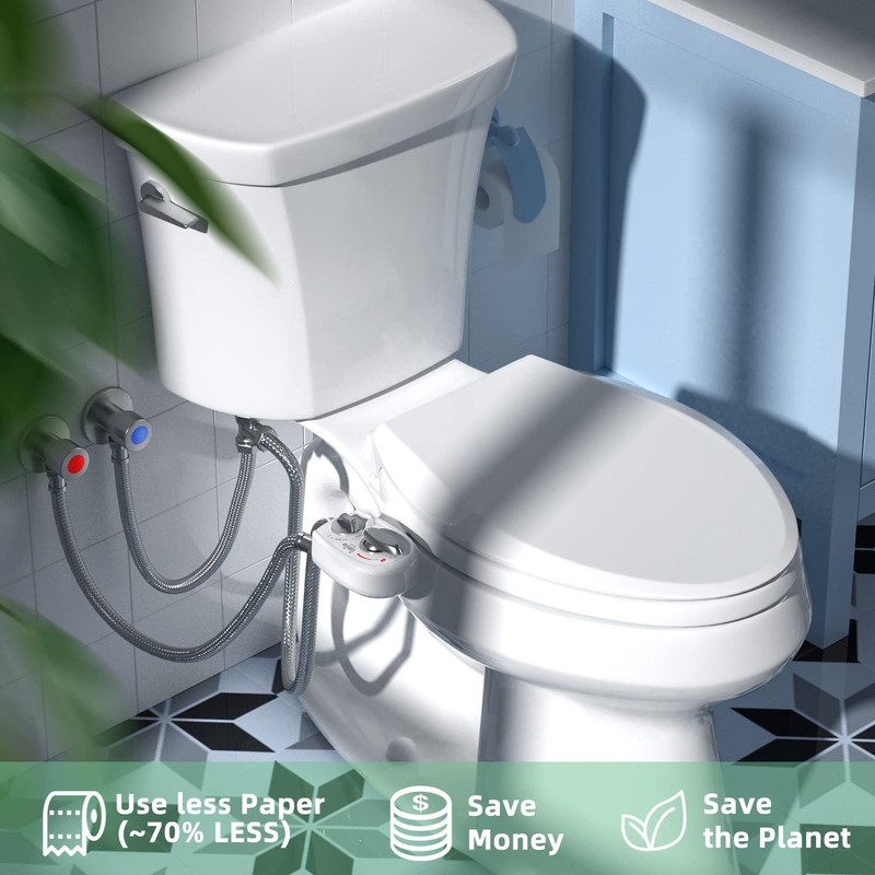 imio BD186 Non-Electric Bidet Attachment Adjustable Water Pressure and Self