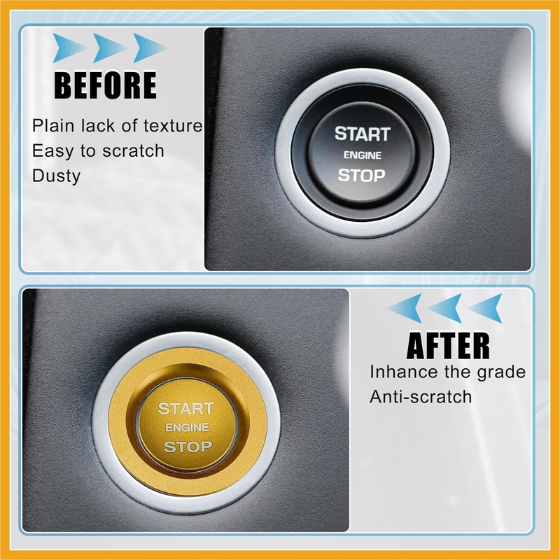 Partuto Car Engine Start Stop Button Cover Trim Sticker Kit