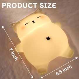 MAGOHMT Squishy Night Light for Kids, Bear Silicone Night Light - Rechargeable with Soothing Snore Sounds & Moving Tummy, 3-Level Dimming Touch Control