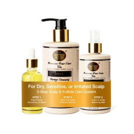Dry Scalp Treatment for Women – 3-Step Scalp & Follicle Care System – Argan Oil Blend Hair Treatment, Herbal Cleansing Shampoo & Nutrient Rich Rinse – Soothes Itch, Reduces Flakes, Sulfate-Free