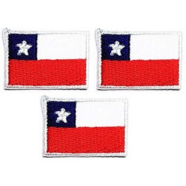 Umama Patch Set of 3 Mini flag '' 0.6X1.1 '' Chile Flag Patch World Country Flag Iron On Embroidered Patches Appliques Needle craft Machine Embroidery Clothes Accessory Sewing DIY