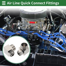INFINAUTO Push to Connect Air Fittings 12mm / 1/2" 90 Degree Elbow Air Line Quick Joint Nickel Plated Copper 20mm / 1/2"BSPT 2 Pcs Silver Tone