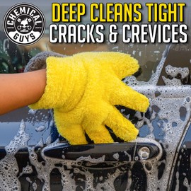 Chemical Guys MIC510 The Stranger Helpful Handy Car Wash Mitt - Yellow, Microfiber Towels for Cars, Detailing Towel - Holds Tons of Soapy Suds, Flexible - Perfect for Car Detailing & Cleaning