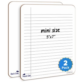 SCRIBBLEDO Dry Erase 5"x7" Mini Notebook College Ruled Lined Board 2 Pack Reusable Erasable Writing Note Pad Lapboard Blank Whiteboard on Reverse for Desk