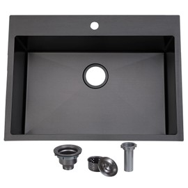 SHACO 28 Inch Black Drop In Stainless Steel Kitchen Sink, Gunmetal Black Top Mount RV Laundry Utility Sink, 9 Inch Deep Single Bowl Basin Wet Bar Prep Sink