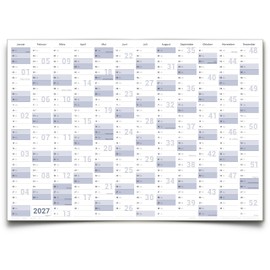 DIN B1 Wall Calendar 2027 - XL Year Planner 100 x 70 cm, Folded Wall Planner, Premium Quality, Annual Calendar 2027 in German Gigatime