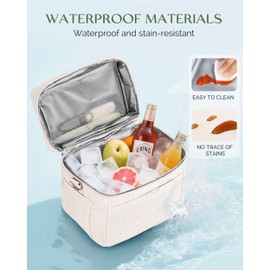 HOMESPON Insulated Lunch Bag for Women Men Adults Waterproof Cool Bag Lunch Box Tote for Picnic Work Beach Camping and Travel（Medium，Beige