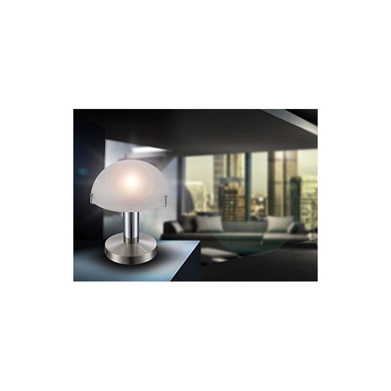 Globo LED Tisch Lampe Leuchte Nickel Matt Chrom Glas Touch