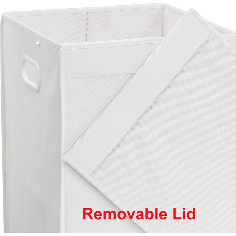 Simple Houseware Foldable Laundry Hamper Basket with Lid, White