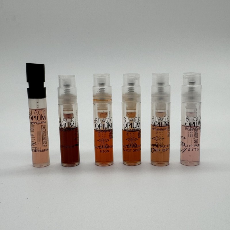 Yves Saint Laurent Black Opium Perfume Collection Sample Spray 6pc
