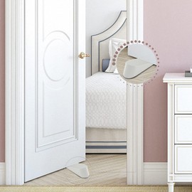 Door Stops, Anti-Skid, Durable, and Heavy Duty Rubber Door Stoppers - Large Door Stoppers in Grey and White - Ideal for All Types of Surfaces - Floor Safety Door Wedge (White, Pack of 2)