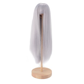1/4 Doll Wig for 7 To 8in Doll DIY Simulated Scalp High Temperature Silk Ball Jointed Doll Wig Long Straight Hair with Bangs Blue