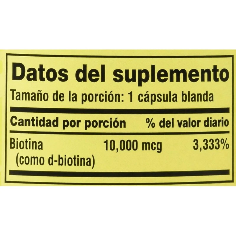 Biotina 10,000mcg (120 Cápsulas)cabello Hermoso, Uñas Y Piel