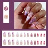 24Pcs French Press on Nails Short Almond with Floral Ombre