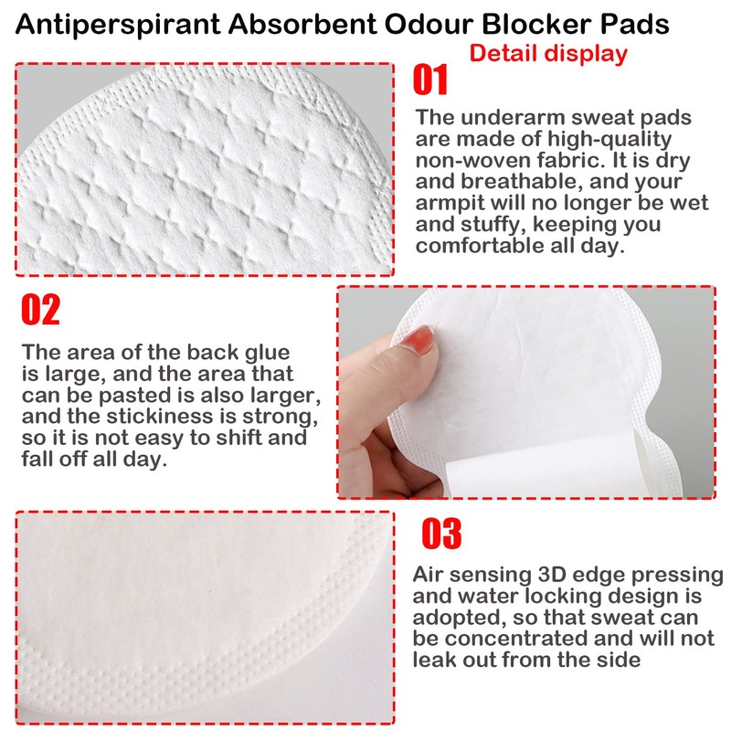 Taicols Underarm Sweat Pads, 100 Pcs Non-woven Disposable Armpit Sweat