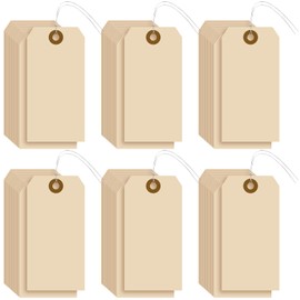 Sayglossy 1000 Pcs Blank Manila Shipping Tags with Wire 2 3/4" x 1 3/8" in Paper Hang Luggage Asset Gift Label Tags