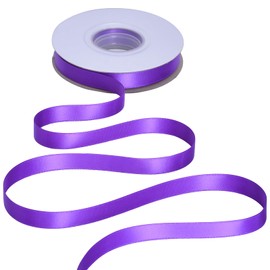 Ribest Purple Double Faced Satin Ribbon, 1/2 Inch 25 Yard Continuous Ribbon for Crafts Gift Wrapping Hair Bows Wedding Party Decoration Bouquet