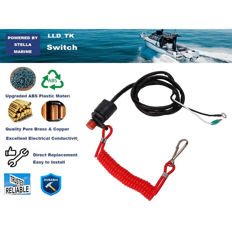 Universal Boat Outboard Motor Urgent Stop Switch Safety Lanyard Tether
