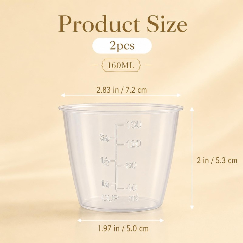 2pcs Plastic Rice Measuring Cup, 160 ml Transparent Clear Measuring