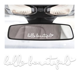 Gasedin Car Rearview Mirror Decal, Funny Hello Beautiful Stickers for Automotive Window and Mirror, Universal Cute Decoration Decals for Wall Laptop Dresser Mug, Car Accessories (Beautiful)