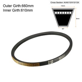 uxcell A24 Drive V-Belts 24" Inner Length 13mm Width 8mm Thick JIS Standard A-Section Rubber Drive Industrial Transmission Belt