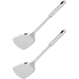 Metal Wok Spatula Turner - Pack of 2 - Stainless Steel Cooking Spatulas - Commercial Pancake and Omelette Spatula