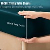 VACVELT 4pcs Dark Teal Satin Sheets Full Size Bed Set,