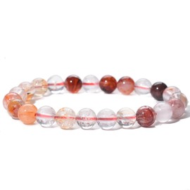 Asingeloo Natural Crystal Stone Beaded Bracelets for Women Men Semi-Precious Gemstone Bracelet 8mm Round Beads Bracelet for Couple Unisex (Style 6, 8mm)