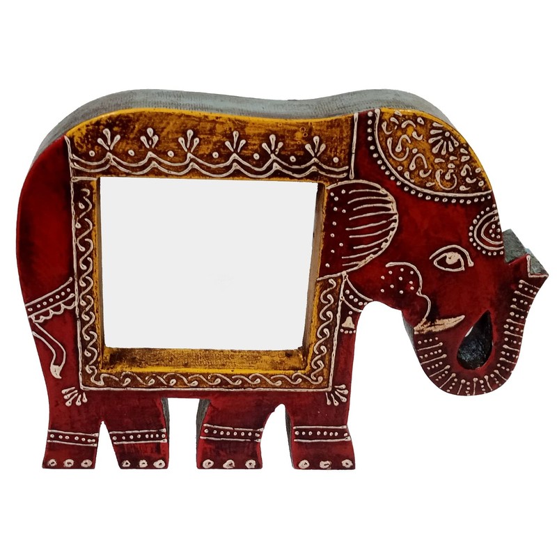 Purpledip Artistic Photoframe Wooden Elephant Shaped for 4x4 inch photo