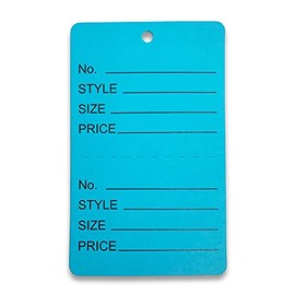 500 Qty Unstrung Blue Price/Receipt Tags w/Easy-Tear Stub