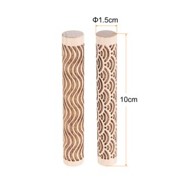 HARFINGTON 2pcs Wood Clay Roller 4" Water Wave Curved Lines Pattern Rolling Pins Pottery Tools Wood Grain Texture Rollers for Clay Baking Dough Playdough DIY