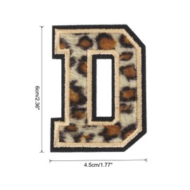 MECCANIXITY Letters D Patches Leopard Iron-On Letters D Patch Black Border Sew Embroidered Applique Patches 6CM/2.36 Inch Hot Melt Adhesive Process for Clothing Repair Backpack Jean,Pack of 3