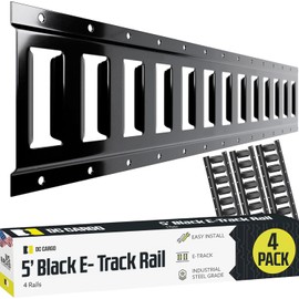 DC Cargo Mall Indoor E Track Tie Down Rail Kit 5' (4 Pack) for Garages, Vans, Trailers, Motorcycle Tie Downs, ATV Mountings-ETrack Bar Rails–Powder-Coat Black-Secure Cargo & Heavy Loads Up to 2,000lbs