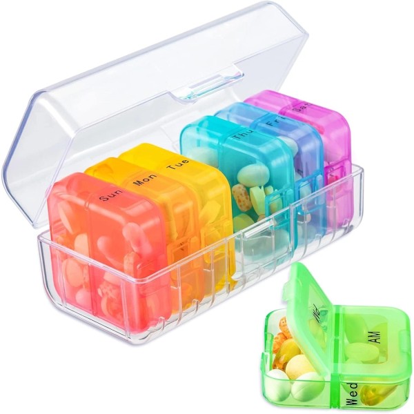 Zoksi Pill Organizer 2 Times a Day Weekly 7 Day