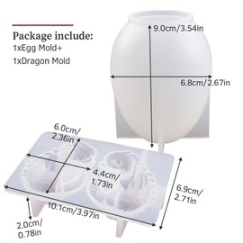 3D Dragon Egg Resin Molds Silicone, Dragon Silicone Mold Set for Epoxy Resin Casting, Ornament Keychain Cute Mold, DIY Resin Candle Concrete Cement Polymer Clay Craft
