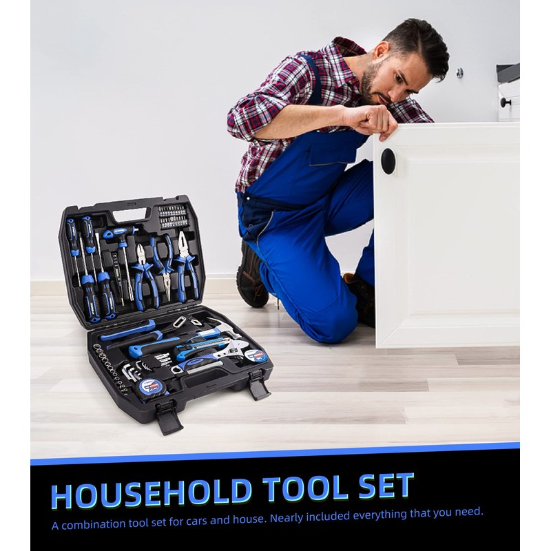 URASISTO 62 Piece Tools Set, General Household Tool Kit with