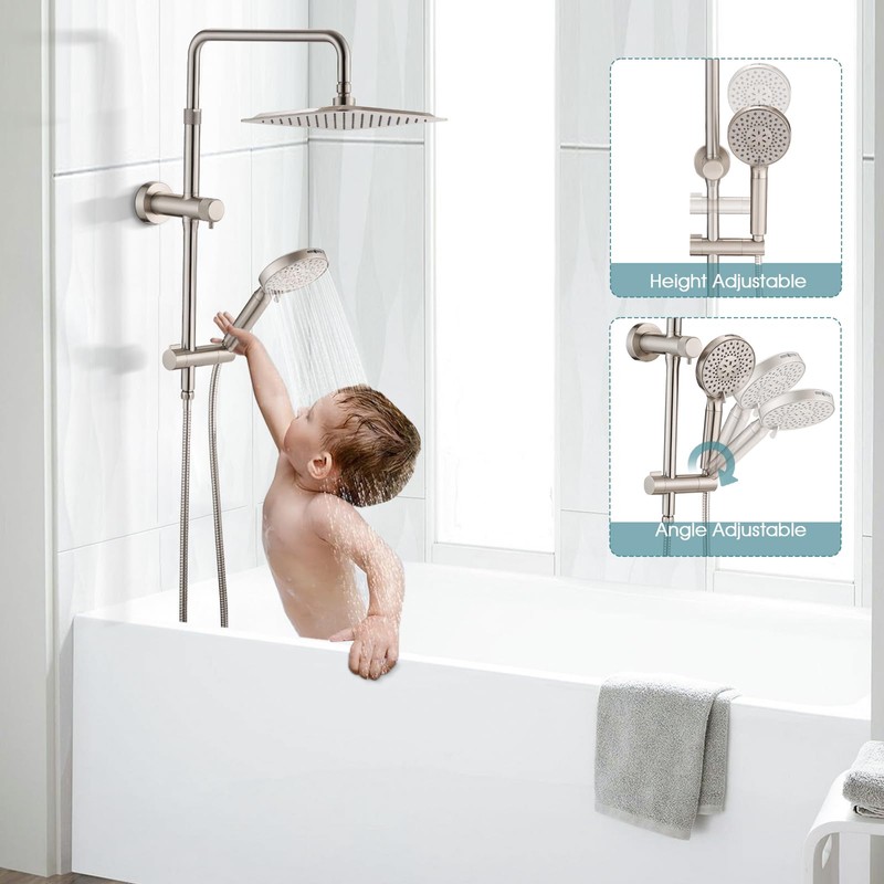 LOCALAND 10 Inch High Pressure Rainfall Shower Head with Handheld