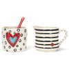 Heart Black and White 16 ounce Ceramic Stoneware Cream and