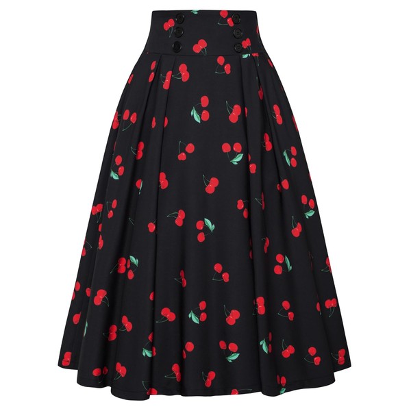 Belle Poque Womens Midi Skirt High Waisted Aline Flared Skirts
