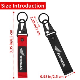 ZBBONOLFC 2PCS Black and Red Fabric Keychains for Motorcycle Keychains, Bicycle, Car Heavy Duty Keychains