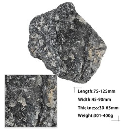 mookaitedecor 301-400g Natural Black Rutilated Quartz Raw Crystal Stone Mineral Specimen for Reiki Healing Desk Decor, Small Semi Precious Black Rough Stone Gift Collectible, Length 7.5-12.5cm