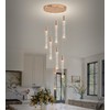 Phoonyii 7-Lights High Ceiling Crystal Chandelier, Modern LED Raindrop Pendant