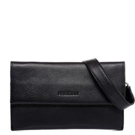 FEYNSINN Berlin Umhängetasche flach NEA aus Nappa-Leder I Crossbody Bag klein für Damen I Schultertasche schwarz handgefertigt