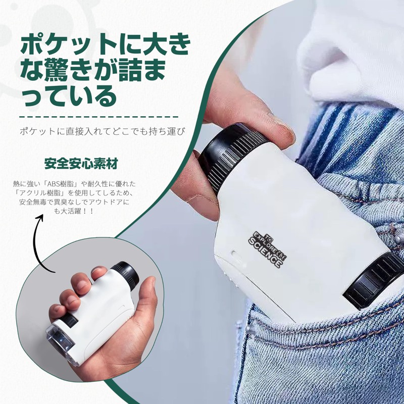 Microscope, Up to 120x Zoom Monocular, Built-in LED Light, Handy