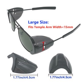 KONEWONG 2 Pairs Safety Glasses Side Shields, Slip on Side Shields, Fits Medium to Large Eyeglasses Frames (Black,Large)