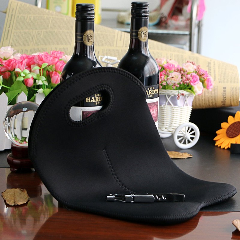 Hipiwe Wine Carrier Tote Bag Two Bottle Insulated Neoprene Wine/Water