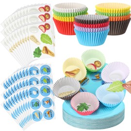 Jingmore 30 Sets Passover Seder Plate Craft Kits Include 30 Seder Paper Plates 300 Cupcake Trays 30 Food Cards 30 Plate Stickers Passover Gifts for Games Activity Crafts