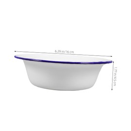 HOLIDYOYO Enamel Bowl 2pcs Vintage Style Enamelware Soup Bowl Enamel Mixing Bowl Round Cereal Bowl Salad Bowl Soup Basin for Camping Home Restaurant 16cm